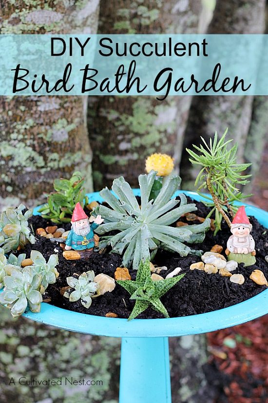 diy bird bath garden