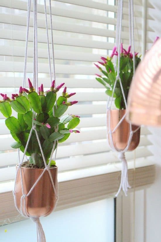 Copper Macrame Hanging Planters