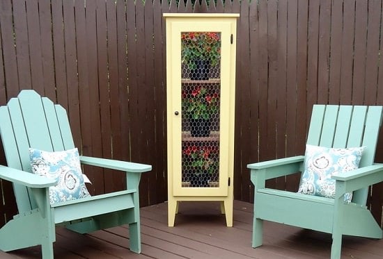 Chicken Wire Patio Garden Cabinet